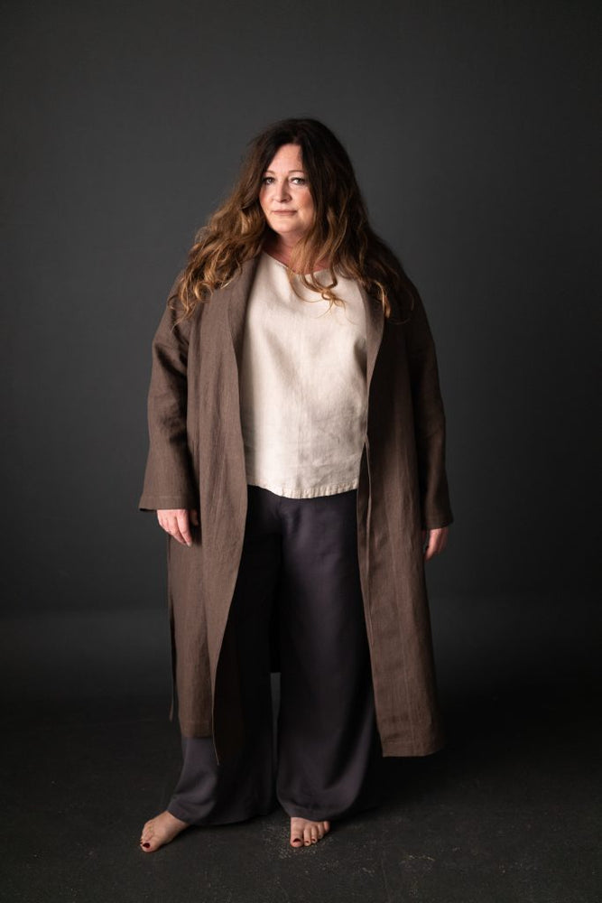 Brown dressing gown (extra large) in Constable, with 101 Trousers in Tencel Pluto