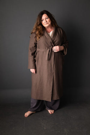 Brown dressing gown (extra large) in Constable, with 101 Trousers in Tencel Pluto