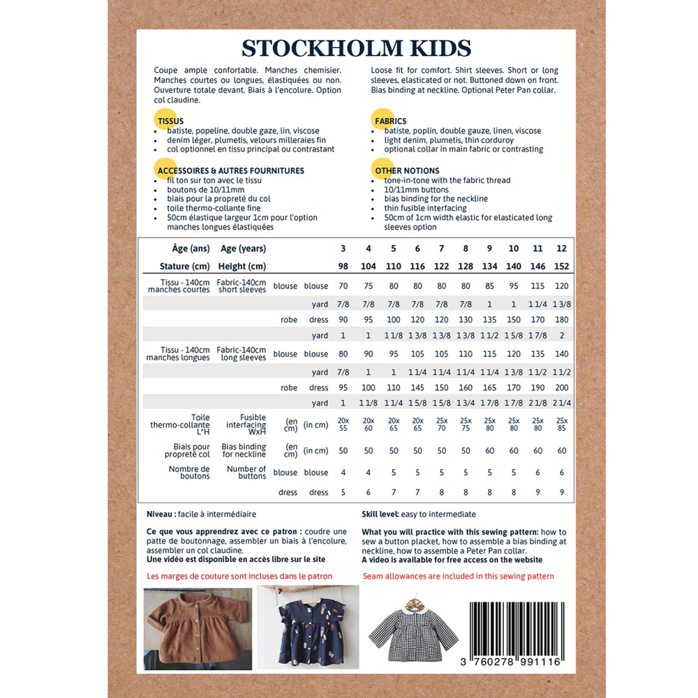 STOCKHOLM Blouse & Dress - Kids 3Y/12Y • Pattern