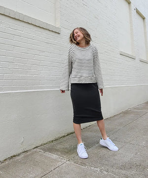 Sweatshirt with pencil skirt sales