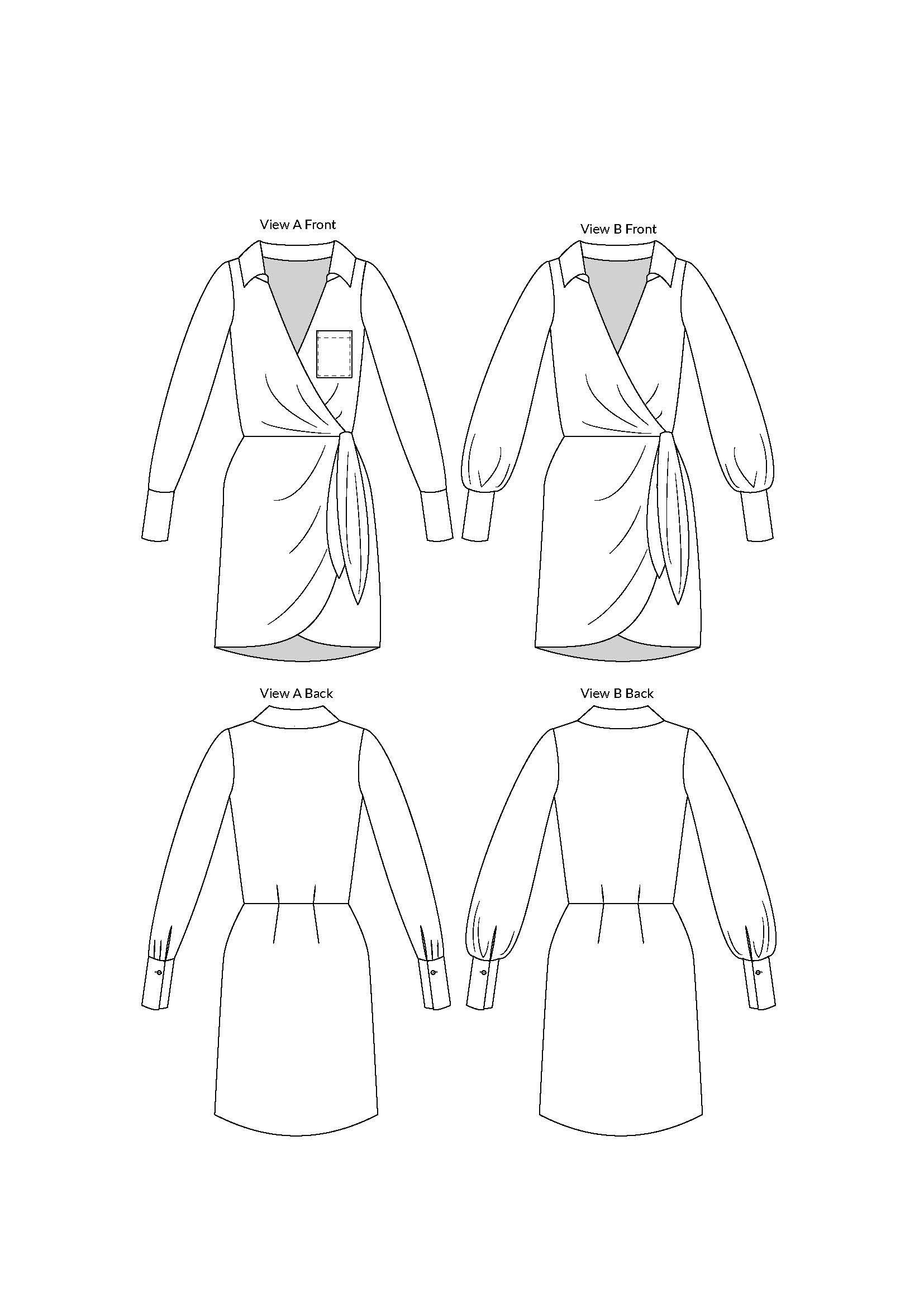Sewing patterns by Masin • ATLAS WRAP DRESS • PDF Pattern • Pattern ...