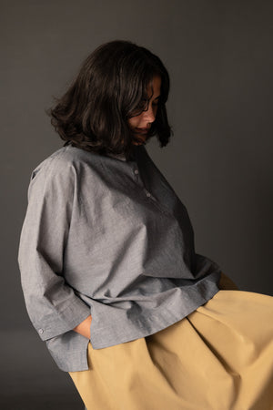  Esme hemp/cotton chambray. Larli wears a UK 20.