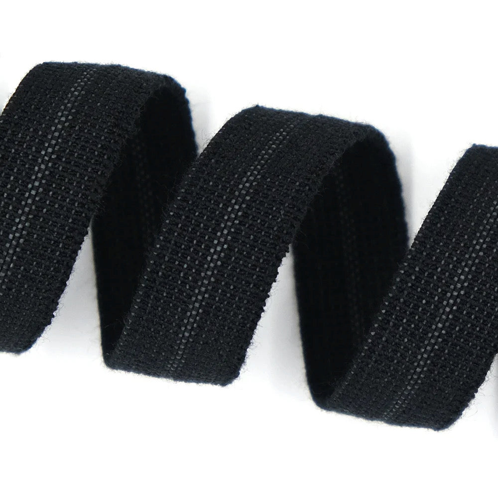 ORGANIC COTTON ELASTIC • Edge Binding • Fold Over • Black 15mm
