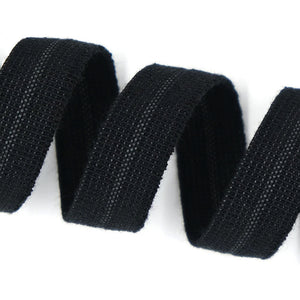 ORGANIC COTTON ELASTIC • Edge Binding • Fold Over • Black 15mm