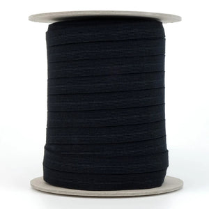 ORGANIC COTTON ELASTIC • Edge Binding • Fold Over • Black 15mm
