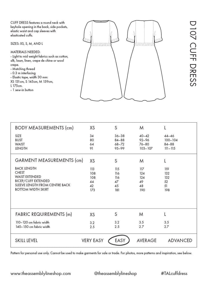 CUFF DRESS • Pattern