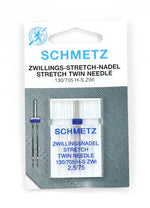 Sewing Machine Needles • Stretch • Twin Needle • Size 2.5/75