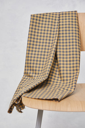 ORGANIC COTTON • OXFORD • GINGHAM • Dry Mustard & Calm Grey SALE $36/per metre