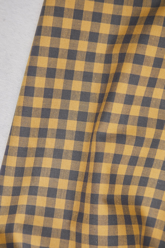 ORGANIC COTTON • OXFORD • GINGHAM • Dry Mustard & Calm Grey SALE $36/per metre