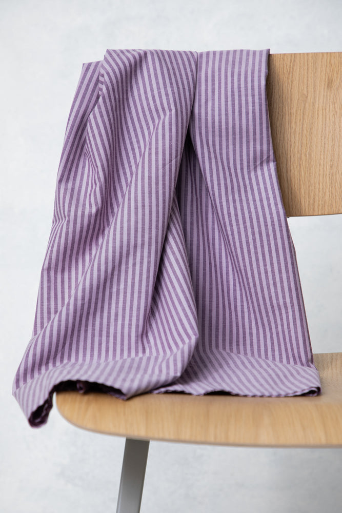 ORGANIC COTTON • OXFORD • STRIPE • Lilac & Plum $52.00/metre