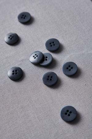 plain Corozo button - dusty blue