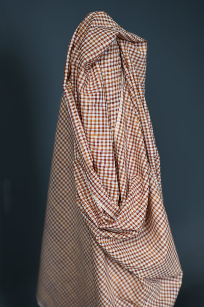 INDIAN COTTON • Redwood Check $36.00/metre – Pattern Scissors Frock