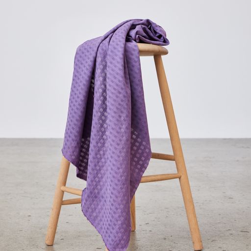 Light and sheer with a fine woven check texture. Mauve colourway.