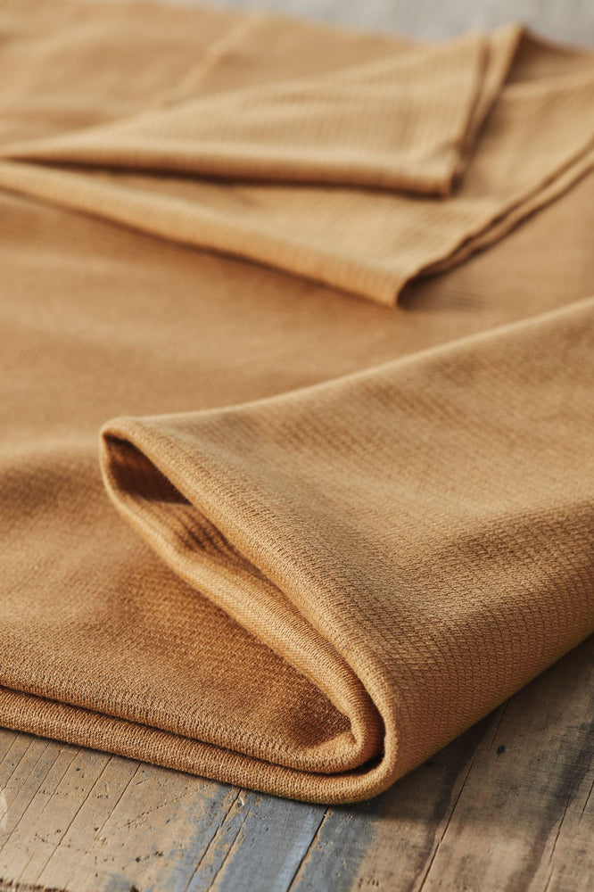 ORGANIC COTTON & WOOL BLEND KNIT • OTTOMAN • Dry Mustard SALE $36/per metre